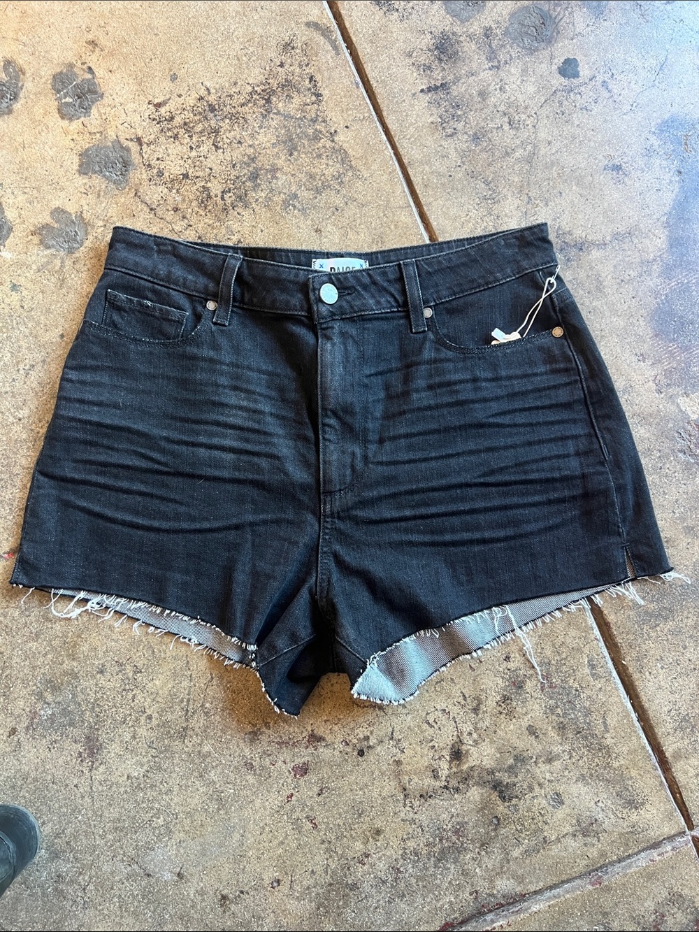 Paige High-Rise Black Denim Cutoff Shorts